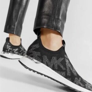 Michael Kors Black and Gray Knit Slip-Ons